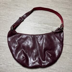 Vintage Crystalyn Kae Hobo Bag Half Moon Burgundy Wine Shoulder Bag Zip Close